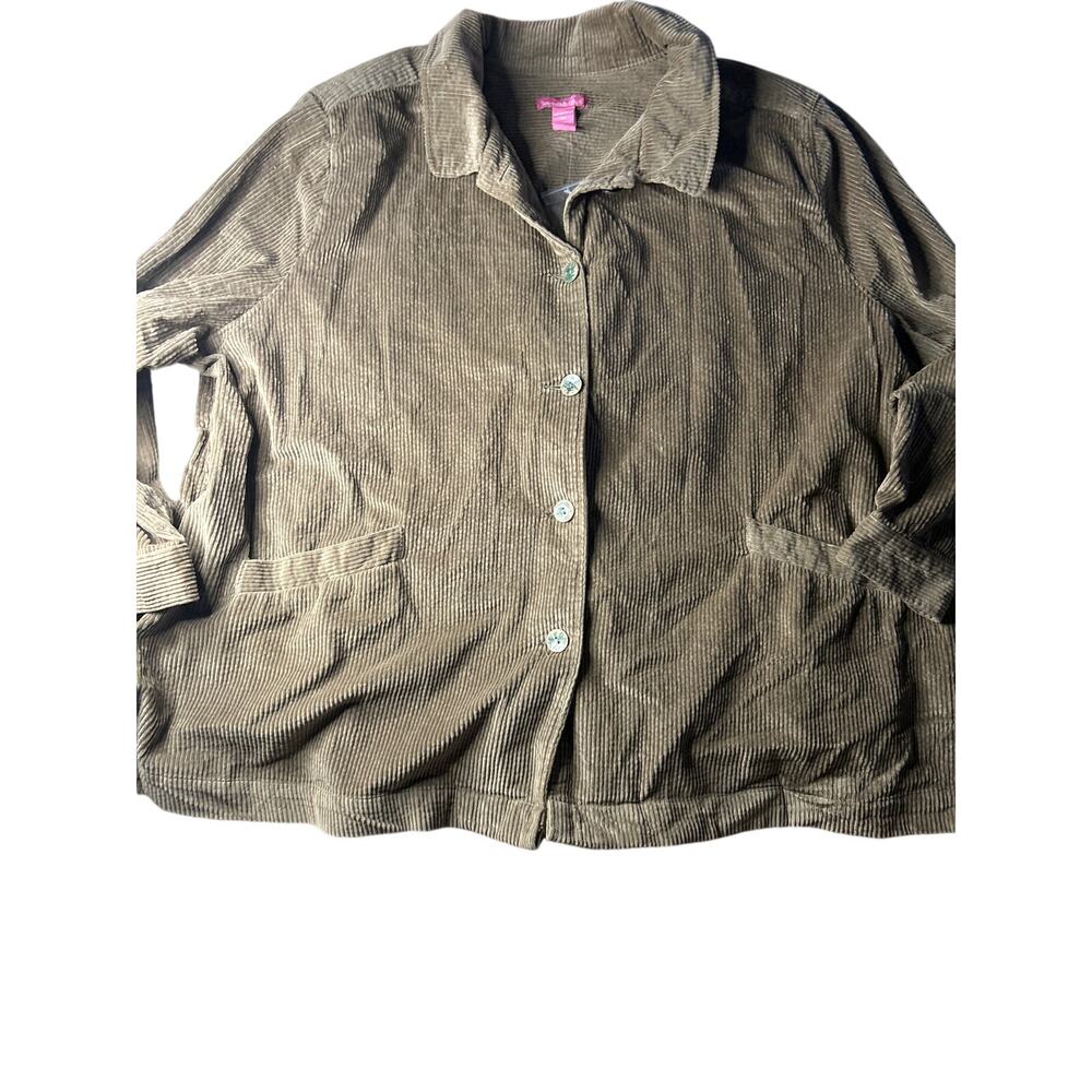 NWT Woman Within 4X Corduroy Pleat Back Chore Barn Jacket Coat Tan